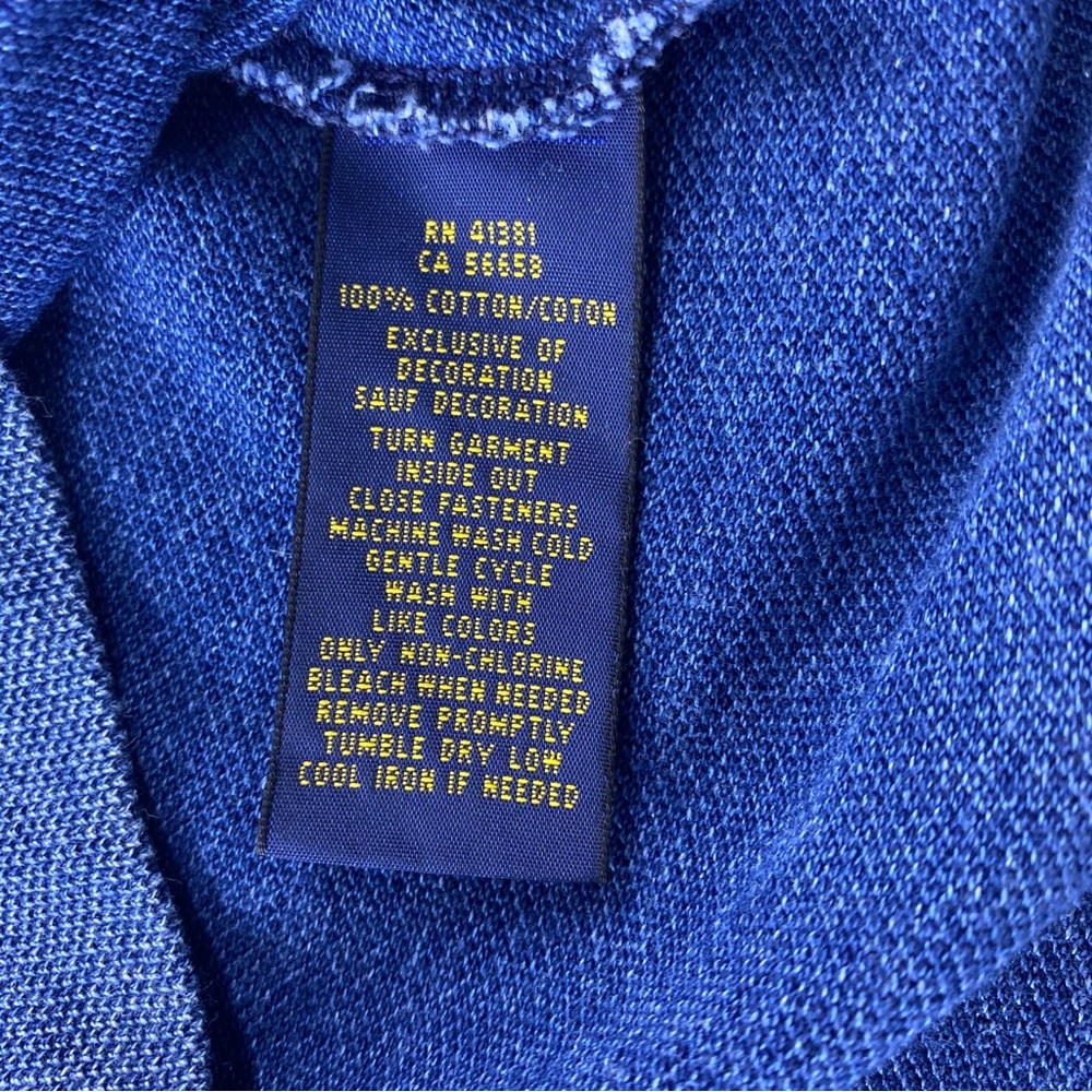 Vintage POLO RALPH LAUREN THE SKINNY POLO Paint Splattered Shirt,Indigo - Picture 7 of 7